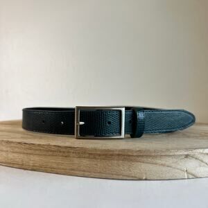 Vintage 90s Green Vegan Leather Snake Skin Silver Buckle Belt Size Medium